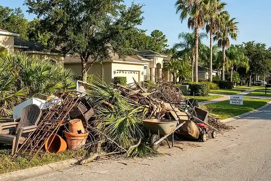Yard Waste Crew Loading Brush for Yard Waste Removal