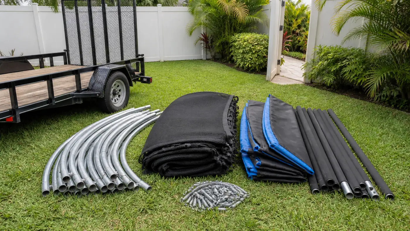 Trampoline Removal Orlando Disassembled Frame for Trampoline Removal